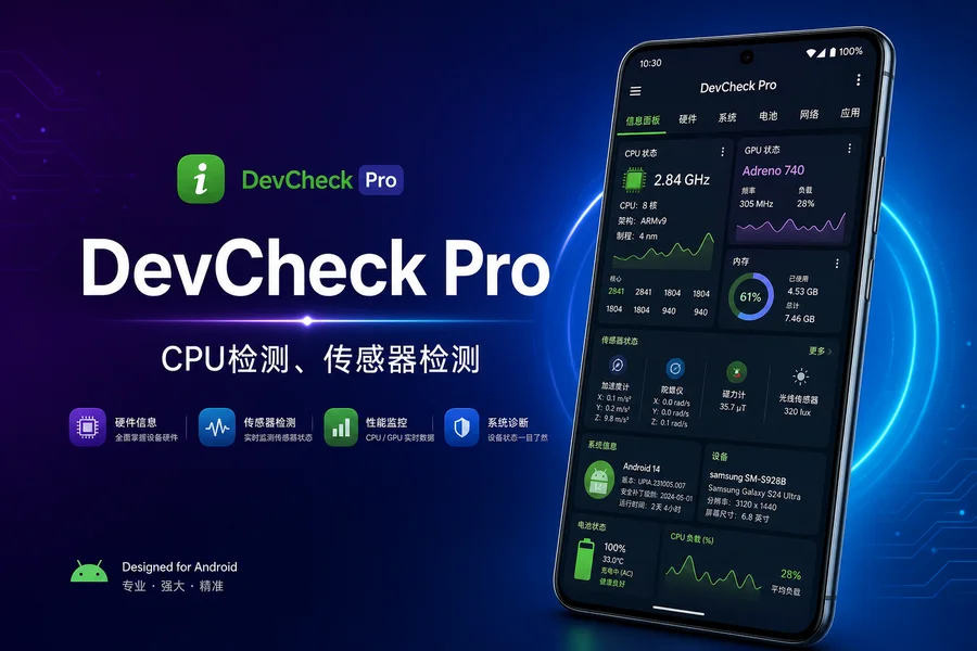 DevCheck Pro v6.40 for Android 完整解锁专业版 —— 深度检测手机硬件与系统信息，你的设备"体检专家"