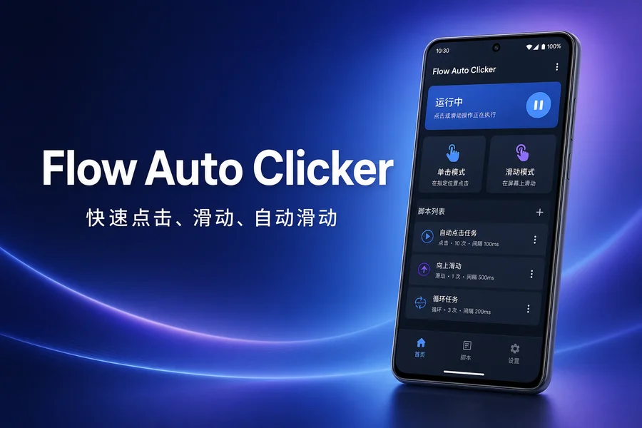 Flow Auto Clicker Pro v1.4.2 解锁专业版 —— 全能自动点击与滑动工具，免 Root 解放双手