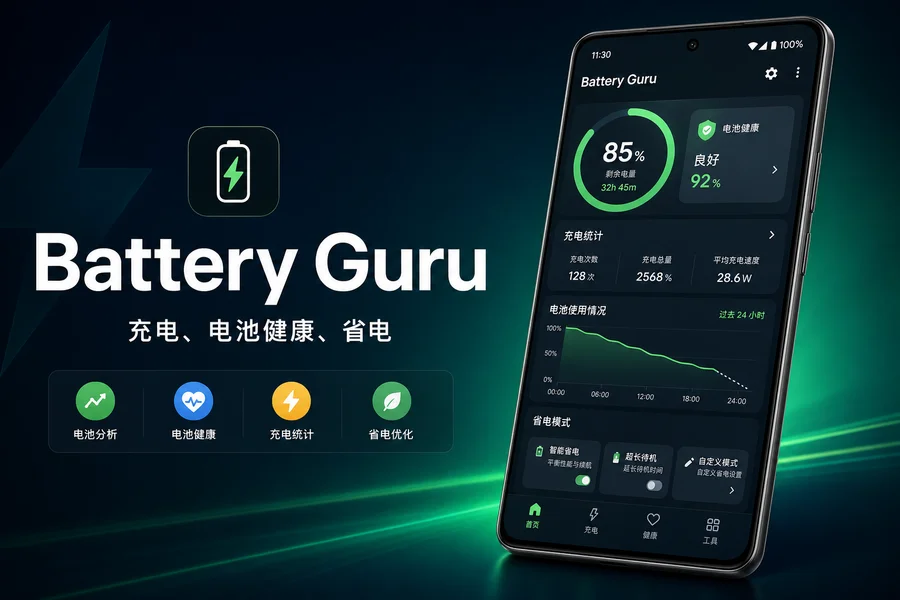 Battery Guru v2.4.9.1 for Android 解锁付费版 —— 专业的电池健康监测与省电优化工具