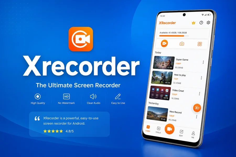Xrecorder Pro「录屏大师」 v2.5.3 for Android 解锁专业版 —— 无水印高清录屏，悬浮窗一键掌控
