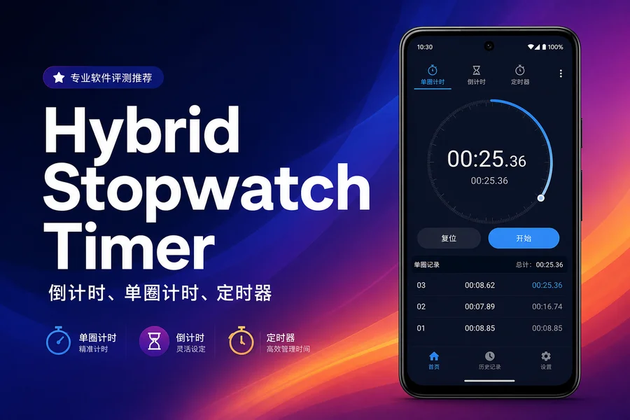 Hybrid Stopwatch Timer v3.3.15 for Android 解锁高级版 —— 精准计时与复古秒表的完美结合