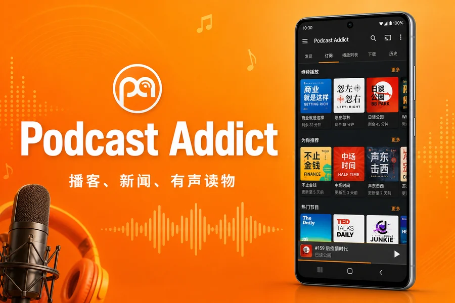 Podcast Addict Premium v2026.5 for Android 解锁高级版 —— 一个 App 管理播客、有声书、电台和 RSS，安卓最强播客神器