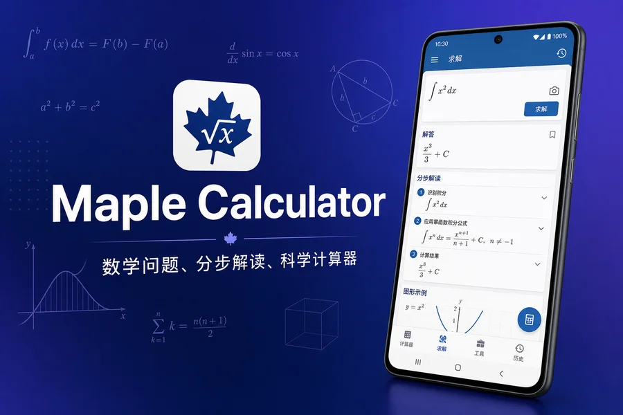 Maple 计算器 v4.3.2 for Android 付费高级版 —— 世界顶级数学引擎驱动，拍照即可解题的高等数学神器