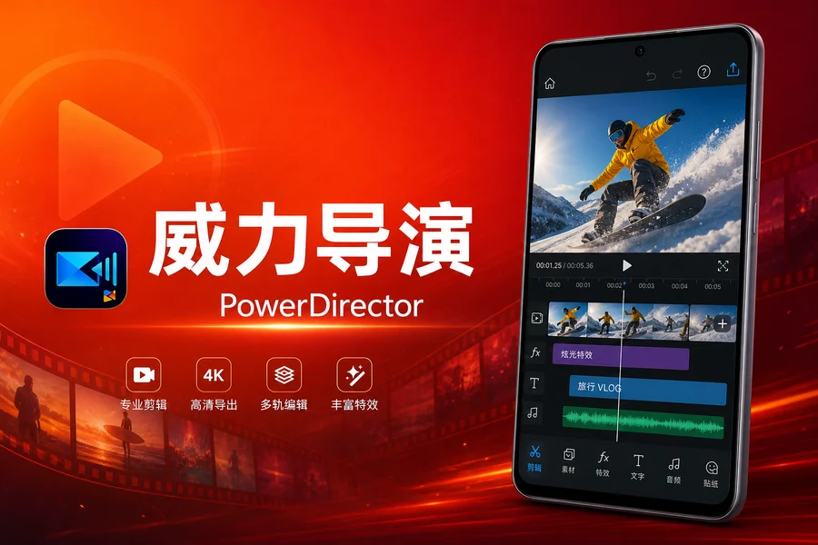 威力导演 v16.4.0 直装付费完美解锁版 —— 手机端专业级视频剪辑利器，特效字幕一步到位