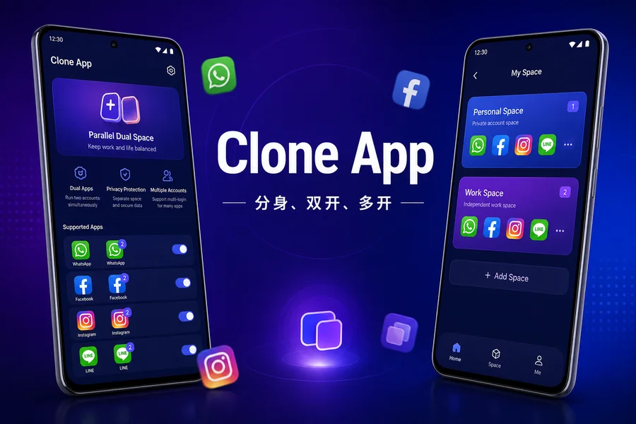Clone App v4.1.5 解锁VIP会员版 —— 一部手机同时运行多个社交和游戏账号的隐私克隆神器