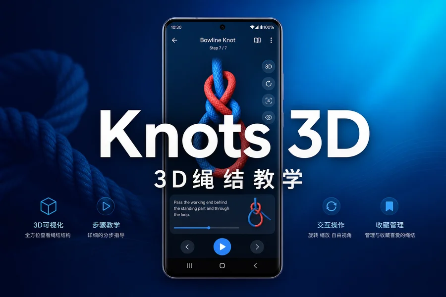 3D绳结 Knots 3D v11.2.0 直装付费版 —— 全3D动画演示127种实用绳结绑法的掌上教学工具