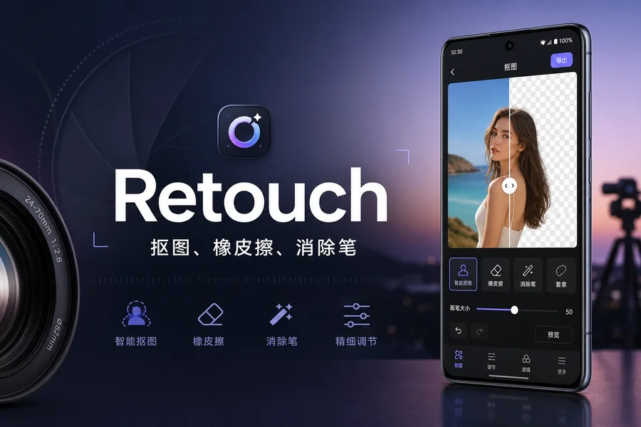 Retouch v2.2.9.1 解锁 VIP 版 —— 一键消除照片杂物，手机上的全能修图神器