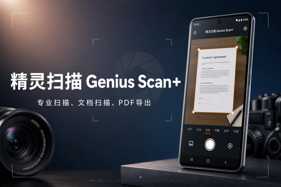 精灵扫描+「Genius Scan+」v7.39.0 直装付费版 —— 手机秒变便携扫描仪，纸质文档数字化一站搞定