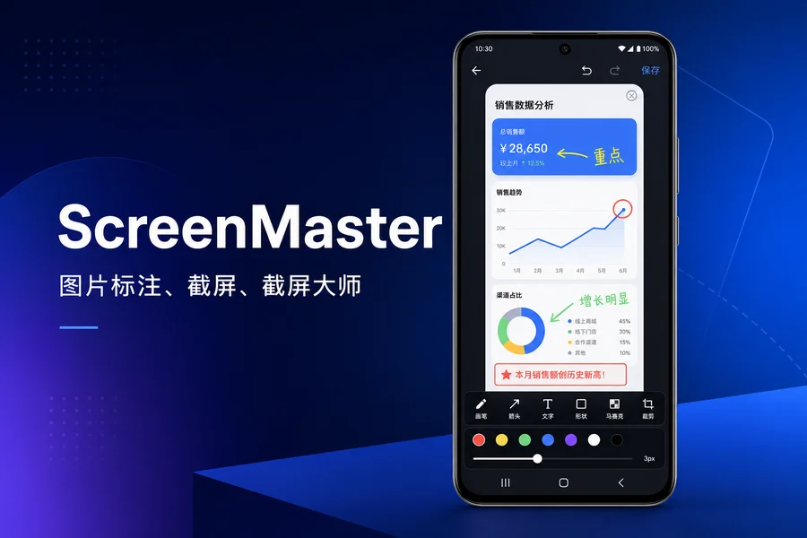 ScreenMaster Pro : Screenshot Markup「截屏大师」 v1.8.0.35 解锁专业版 —— 强大的无Root截屏与图片标注神器