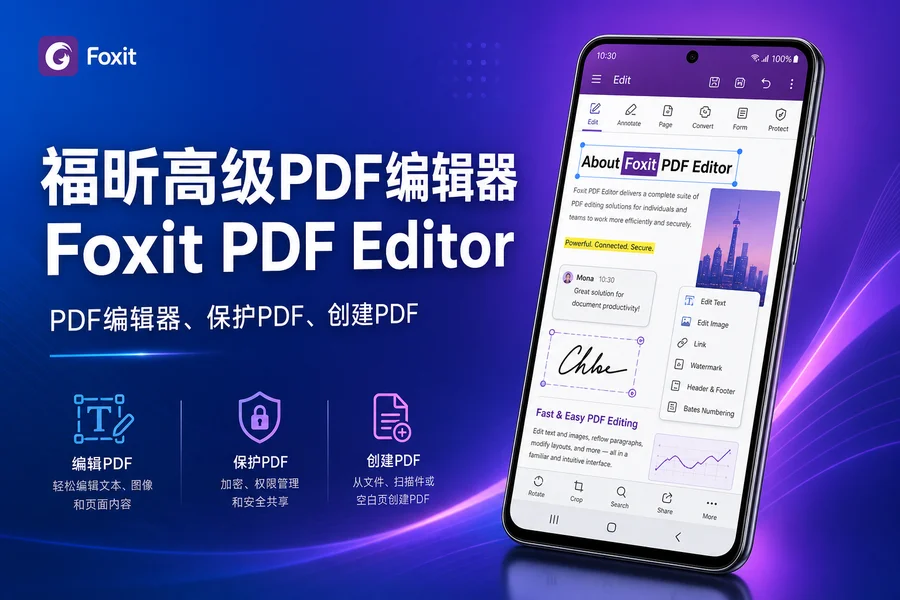 福昕高级PDF编辑器「Foxit PDF Editor」 v2026.4.3.0527.0810 解锁VIP付费版 —— 手机上也能专业编辑PDF的全能办公利器