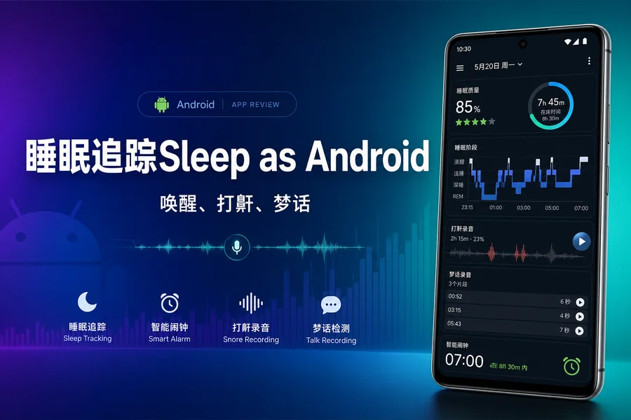 睡眠追踪「Sleep as Android」v20260530 解锁高级版 + Wear OS 系统版 —— 非接触式声呐睡眠监测与智能唤醒