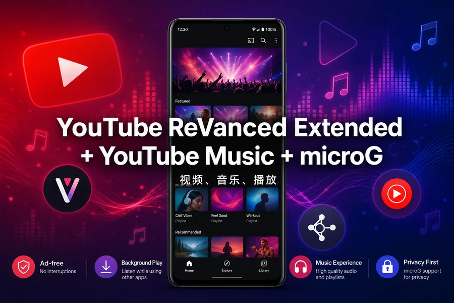 YouTube ReVanced Extended「原：YouTube Vanced」 v21.24.363 + YouTube Music v8.50.51 + microG 服务 v0.3.1.4.240913 解锁最终版 —— 无广告享受 YouTube Premium 全部功能