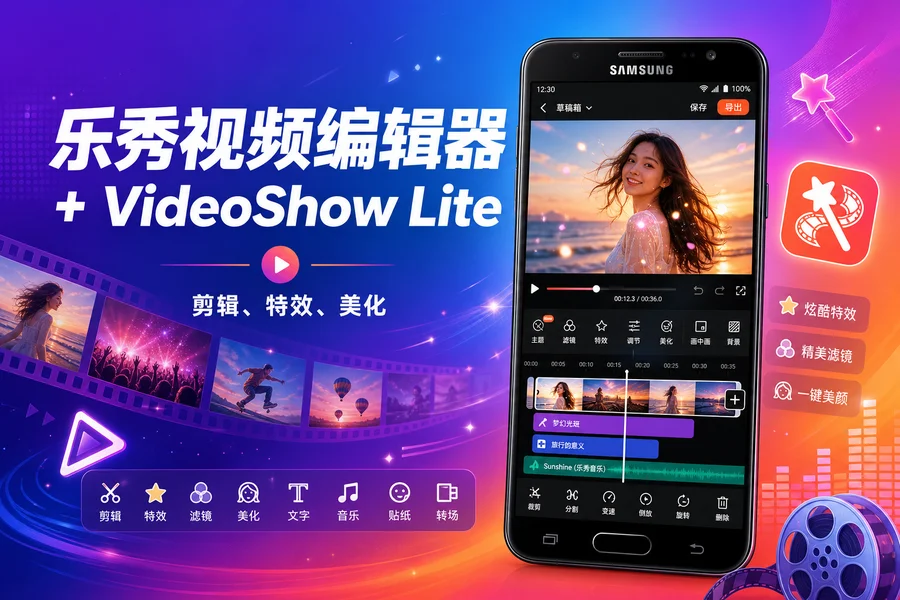 乐秀视频编辑器 v11.0.5.0 + VideoShow Lite v10.2.4.1 lite 版 for Android 直装去广告解锁 VIP 会员版 —— 功能全面的手机视频剪辑工具