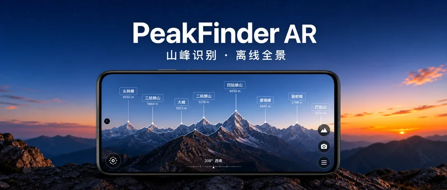 PeakFinder AR v4.8.97 解锁付费版 —— 用全景和定位识别周边山峰