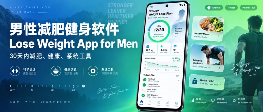 Lose Weight App for Men Pro v2.4.40 解锁专业版 —— 在家完成30天男性训练计划