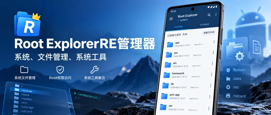 Root Explorer「RE管理器」v4.12.10 直装付费专业/去验证版 —— 管理 Root 权限与多格式文件